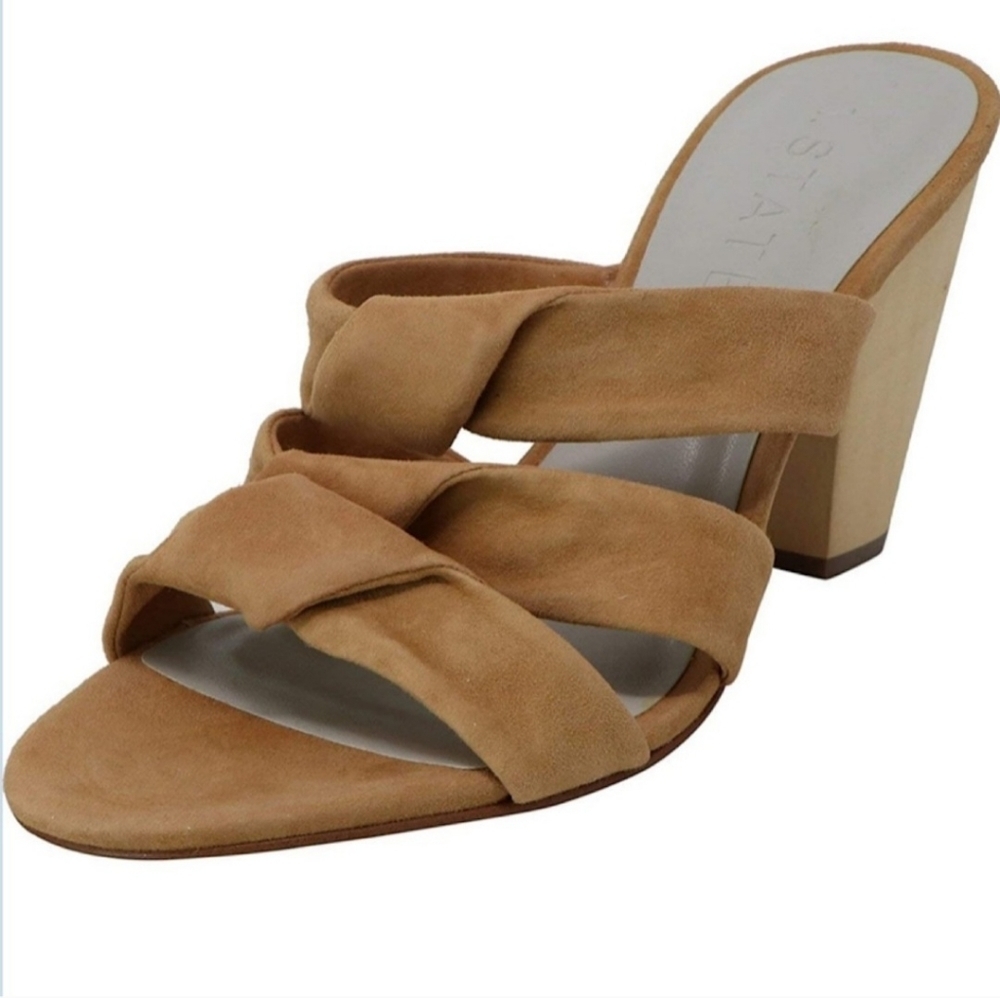 1. State Camel Suede Sandaled Block Heels sz 9.5/41